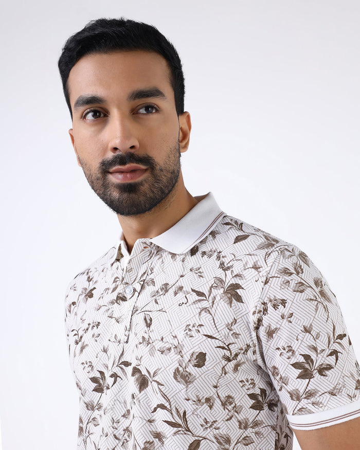 White Printed Polo - Neru