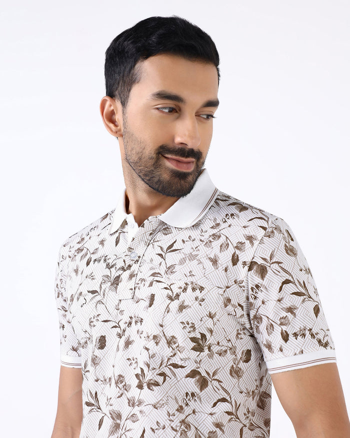 White Printed Polo - Neru