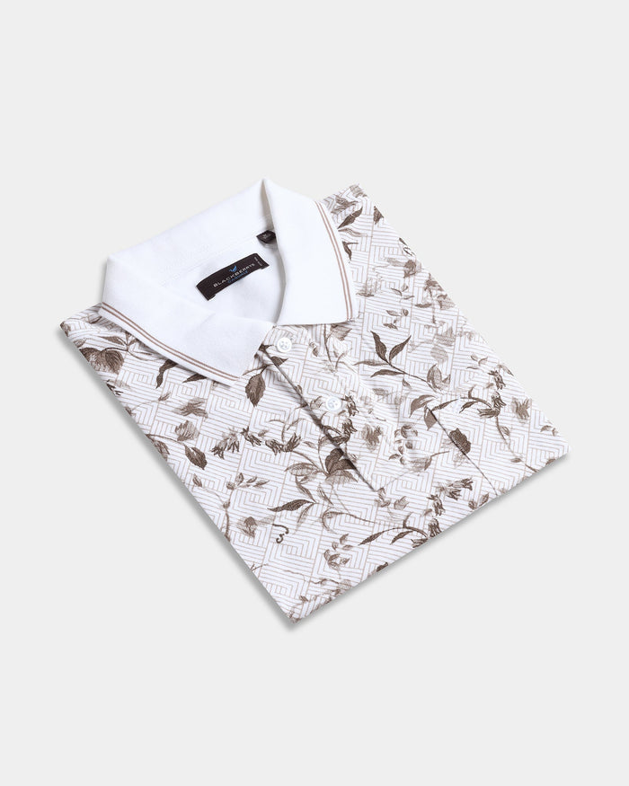 White Printed Polo - Neru