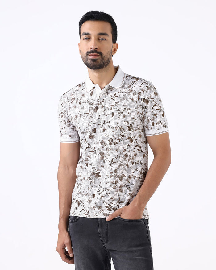 White Printed Polo - Neru