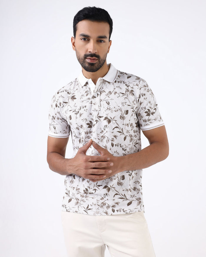 White Printed Polo - Neru
