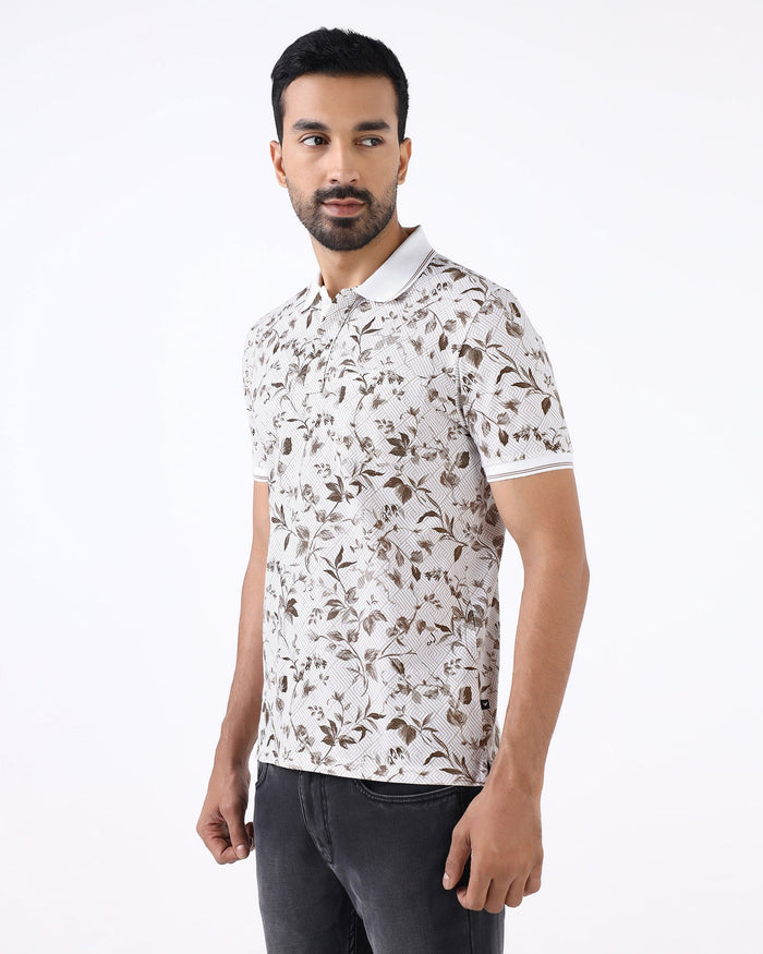 White Printed Polo - Neru