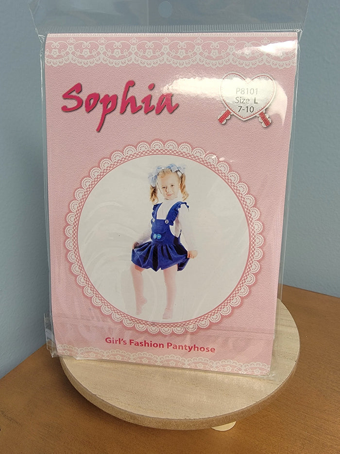 Girls white stockings in packaging