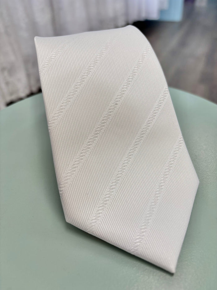 White striped tie.
