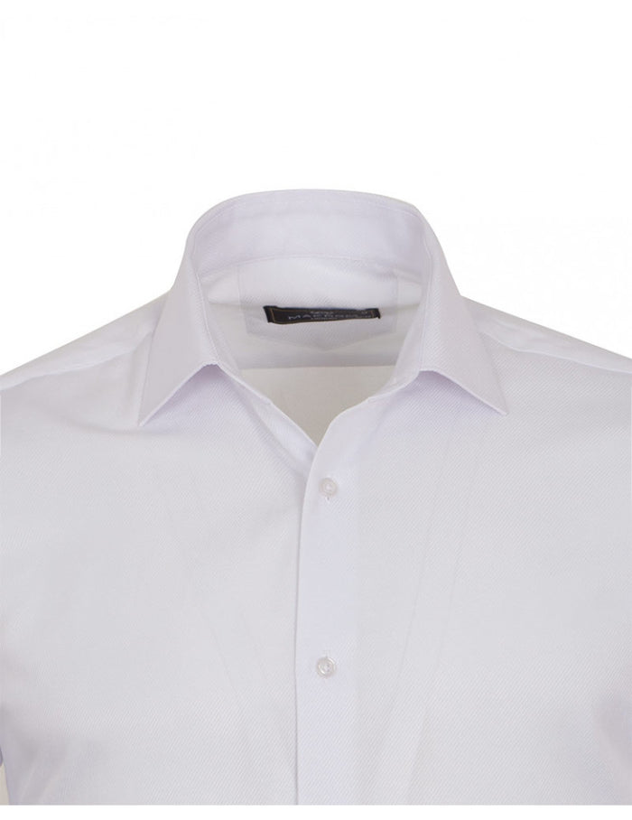 White Twill Classic Single Cuff Shirt-Makrom
