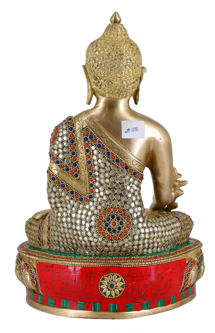 White Whale Brass Medicine Buddha Statue Murti for Home Decor Entrance Office Table Living Room Meditation Luck Gift Feng Shui