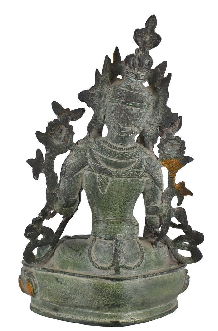 White Whale Tara Buddha Idol Tibetan Buddhism Yin Kwan Goddess Buddhist Statue -Antique Buddha Brass Sculpture