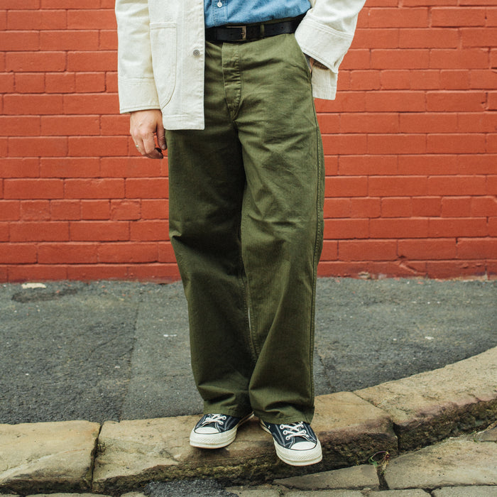 WIDE FRENCH WORK PANT - ARMY GREEN