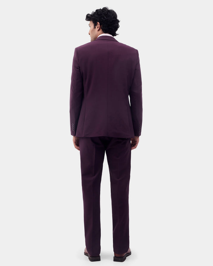 Wine Three Piece Solid Suit - Colteo