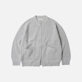 WOOL DECK ZIP UP CARDIGAN - LIGHT GREY