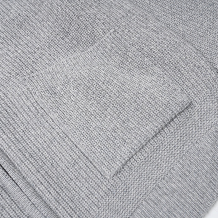 WOOL DECK ZIP UP CARDIGAN - LIGHT GREY