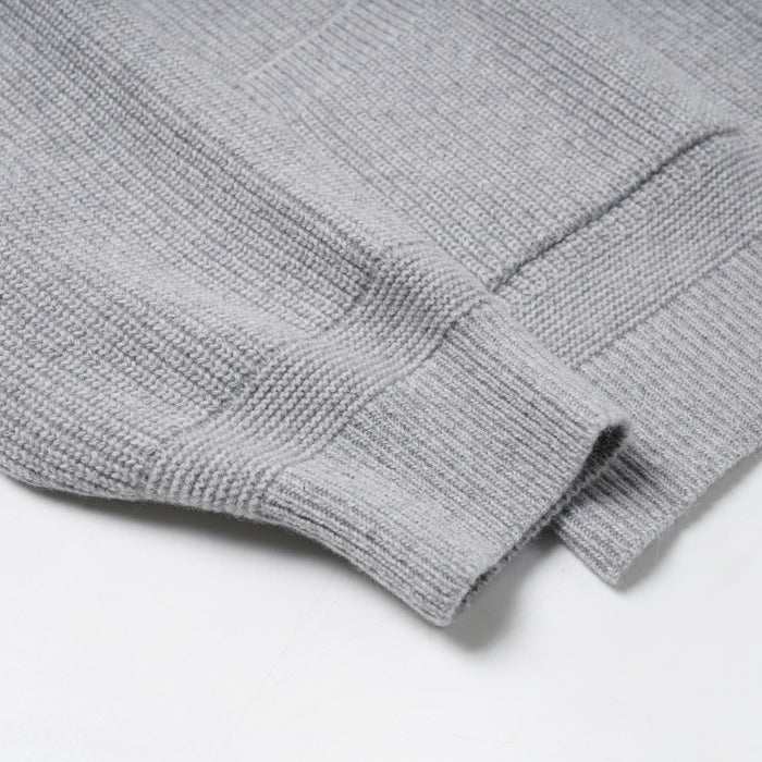 WOOL DECK ZIP UP CARDIGAN - LIGHT GREY