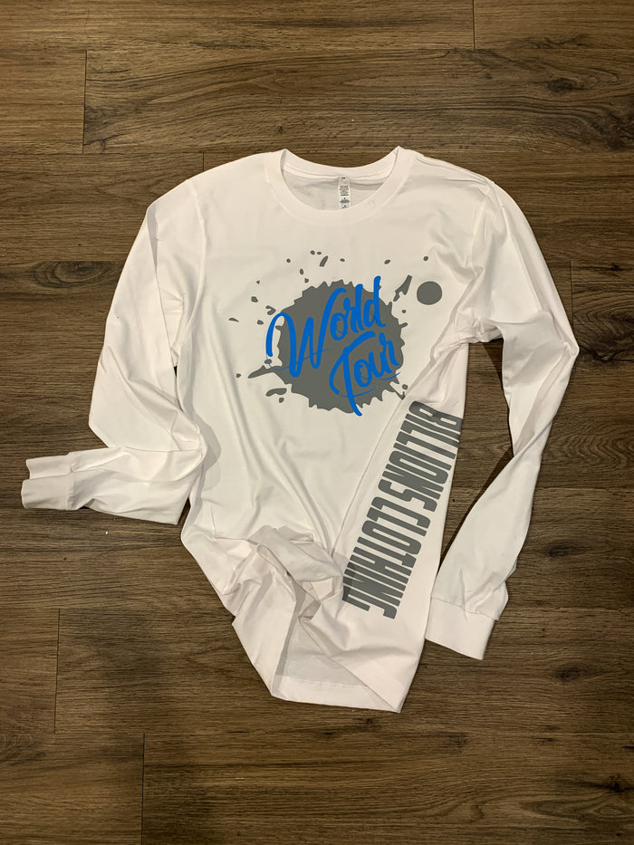 “World Tour” Long Sleeve (White/Grey/Baby Blue)