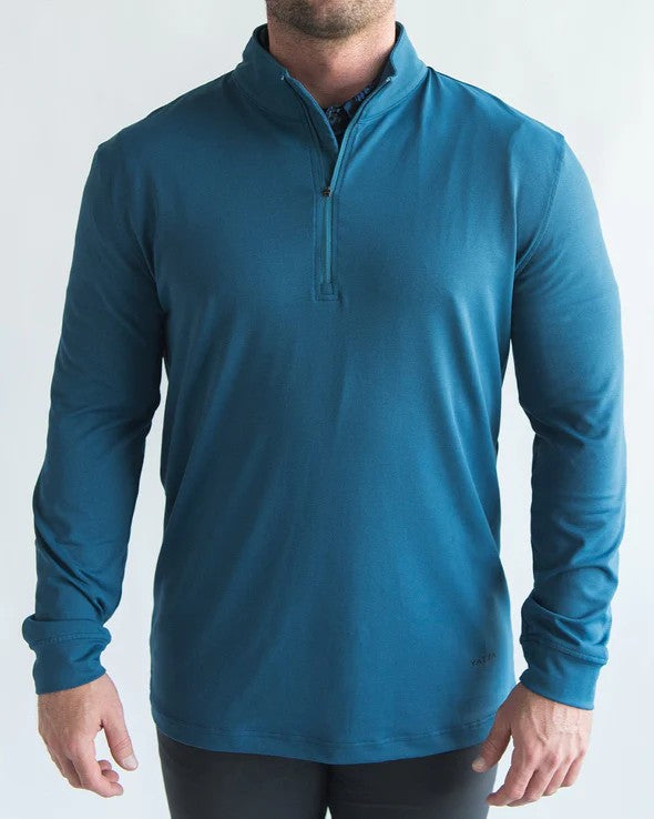 YATTA MENS OCEAN BLUE QUARTER ZIP SWEATER 25